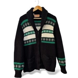 Vintage Kurl King Chunky Knit Zip Cardigan 60s Canadian